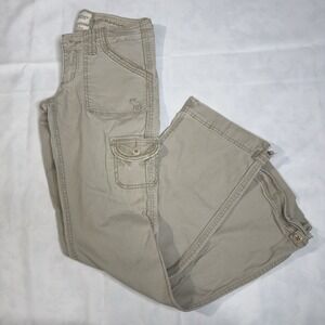 Vtg Y2K Abercrombie Women 2 Khaki Cargo Pants Flare Low Rise Moose Stretch Gorp